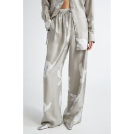 Stella McCartney Birds Print Silk Satin Pants at Nordstrom