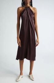 Stella McCartney Chain Detail Satin Halter Dress at Nordstrom