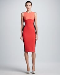 Stella McCartney Contoured Colorblock Sheath Dress Coral at Neiman Marcus