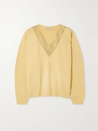 Stella McCartney Crystal embellished cutout Ribbed Wool Sweater at Net a Porter