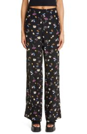 Stella McCartney Ditsy Floral Wide Leg Silk Pants at Nordstrom