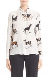 Stella McCartney Dog Print Silk Blouse at Nordstrom