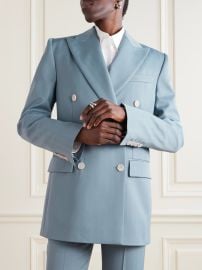 Stella McCartney Double breasted striped wool blend blazer at Net a Porter