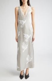 Stella McCartney Dove Print Silk & Chantilly Lace Dress at Nordstrom
