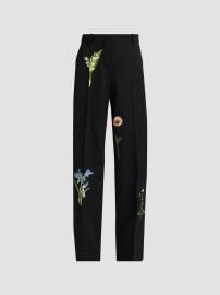 Stella McCartney Embroidered Drop Waist Wide-Leg Wool Trousers | Saks Fifth Avenue at Saks Fifth Avenue