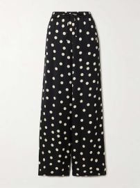 Stella McCartney Embroidered polka dot satin wide leg pants at Net a Porter