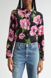 Stella McCartney Iconic Poppy Print Silk Button-Up Shirt at Nordstrom