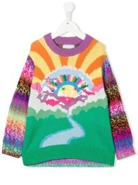 Stella McCartney Kids Rainbow-embroidered crew-neck Jumper - at Farfetch