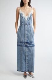 Stella McCartney Lace Trim Denim Maxi Dress at Nordstrom