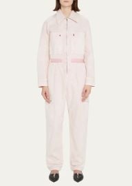 Stella McCartney Logo Band Denim Straight Leg Jumpsuit at Bergdorf Goodman