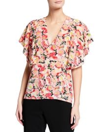 Stella McCartney Mallory Watercolor Floral Printed Silk Blouse at Neiman Marcus