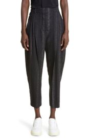 Stella McCartney Metallic Stripe Wool Blend Trousers at Nordstrom