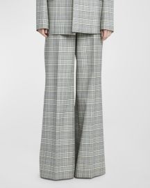 Stella McCartney Plaid Flared Wool Trousers at Neiman Marcus