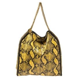 Stella McCartney Python Effect Leather Falabella Tote in Yellow Black at The Luxury Closet