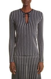 Stella McCartney Ribbed Metallic Stripe Sweater in Grey Stripe at Nordstrom