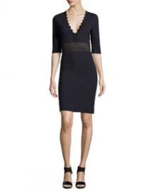 Stella McCartney Ric-Rac Half-Sleeve Dress Midnight at Neiman Marcus