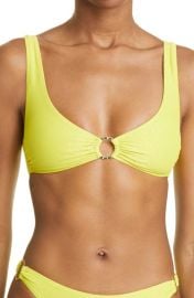 Stella McCartney Ring Detail Glitter Bikini Top at Nordstrom