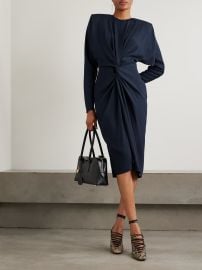 Stella McCartney Satin Twist Front Long Sleeve Midi Dress at Net a Porter