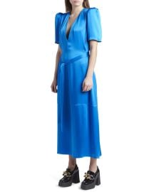 Stella McCartney Satin belted midi dress at Neiman Marcus