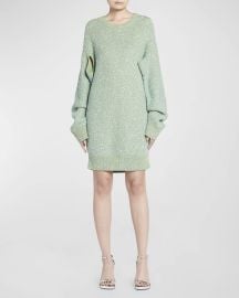 Stella McCartney Sequin Seed Stitch Cape Long Sleeve Sweater Dress at Neiman Marcus