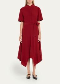 Stella McCartney Silk Crepe De Chine Midi Dress with Tie Belt - at Bergdorf Goodman