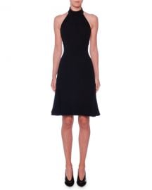 Stella McCartney Sleeveless Halter-Neck Open-Back Fit-and-Flare Stretch-Cady Dress at Neiman Marcus