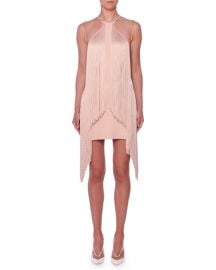 Stella McCartney Sleeveless Illusion Wing Fringe Stretch-Cady Mini Dress at Neiman Marcus