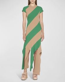 Stella McCartney Striped Fringe Compact Knit Midi Dress at Neiman Marcus