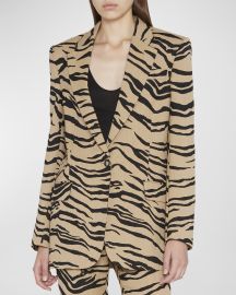 Stella McCartney Tiger Print Jacquard Blazer Jacket at Neiman Marcus