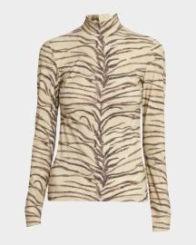 Stella McCartney Tiger Print Turtleneck Top at Neiman Marcus