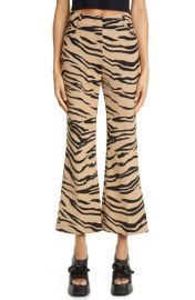 Stella McCartney Tiger Stripe Crop Wide Leg Wool Cotton Blend Pants at Nordstrom