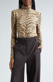 Stella McCartney Tiger Stripe Fluid Jersey Turtleneck Top at Nordstrom