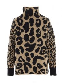 Stella McCartney Turtleneck Leopard Intarsia Sweater at Cettire