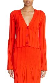 Stella McCartney Wide Rib V-Neck Cotton Cardigan at Nordstrom