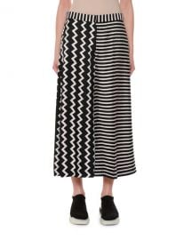 Stella McCartney Zigzag  amp  Stripe Mixed-Print Wide-Leg Silk Culotte at Neiman Marcus