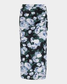 Stella Mccartney Bunch Of Roses Ruched Midi Skirt at Neiman Marcus
