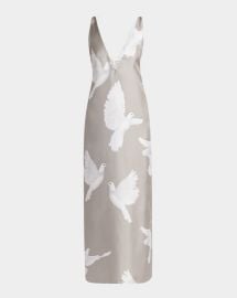 Stella Mccartney Dove Print Lace Trim Silk Slip Dress at Neiman Marcus