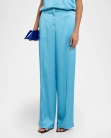 Stella Mccartney Dropped Waist Satin Straight Leg Trousers at Neiman Marcus