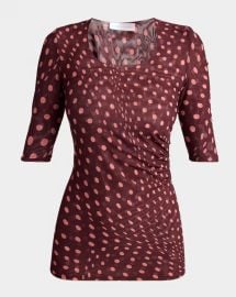 Stella Mccartney Polka Dot Mesh Elbow Sleeve Top at Neiman Marcus