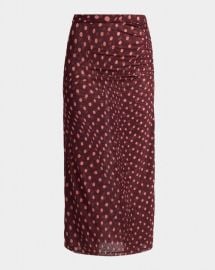 Stella Mccartney Polka Dot Mesh Ruched Midi Skirt at Neiman Marcus