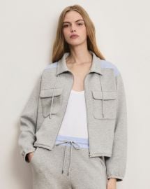 Stellant Stretch-Scuba Jacket in Light Heather Grey at Veronica Beard