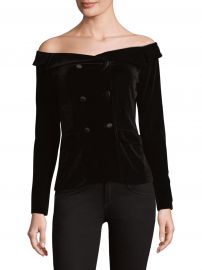 Stephan Double-Breasted Off-The-Shoulder Jacket at Saks Off 5th