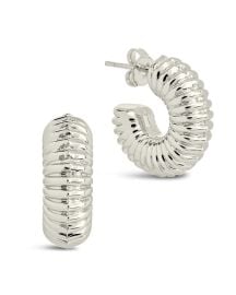 Sterling Forever Eliza Ribbed Hoop Earrings at Sterling Forever