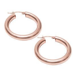 Sterling Silver 18K Rose Gold Plated Rounded Hoops at KMF Jewelry