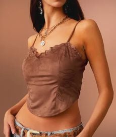 Sterling amp Stitch Western Faux Suede Cropped Tank Top - Women39s Tank Tops in Brown Buckle at Buckle