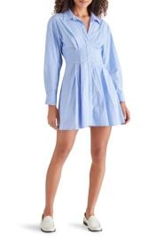 Steve Madden Aria Stripe Long Sleeve Cotton Blend Mini Shirtdress at Nordstrom