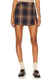 Steve Madden Cameron Skirt In Navy Plaid at Revolve