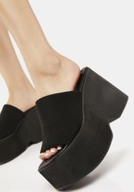 Steve Madden Chunky Platform Slide Sandals - Black Dolls Kill at Dolls Kill