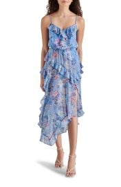 Steve Madden Delphine Floral Print Ruffle Sleeveless Chiffon Midi Dress at Nordstrom