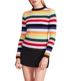 Steve Madden Leonie Rainbow Stripe Print Ribbed Knit Crew Neck Long Sleeve Sweater Dillardx27s at Dillards